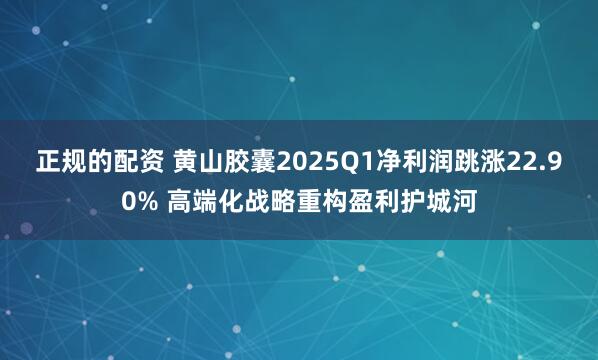 正规的配资 黄山胶囊2025Q1净利润跳涨22.90% 高端化战略重构盈利护城河