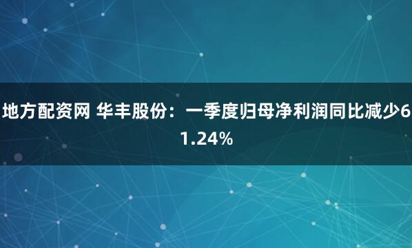 地方配资网 华丰股份：一季度归母净利润同比减少61.24%