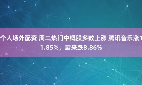 个人场外配资 周二热门中概股多数上涨 腾讯音乐涨11.85%，蔚来跌8.86%
