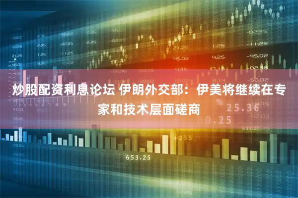 炒股配资利息论坛 伊朗外交部：伊美将继续在专家和技术层面磋商